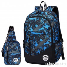 Backpack,Coofit 2Pc Oxford School Backpack Book Bag Laptop Bag Sling Bag Set Men's Casual Backpack School College Travel Backpack for Boys Men